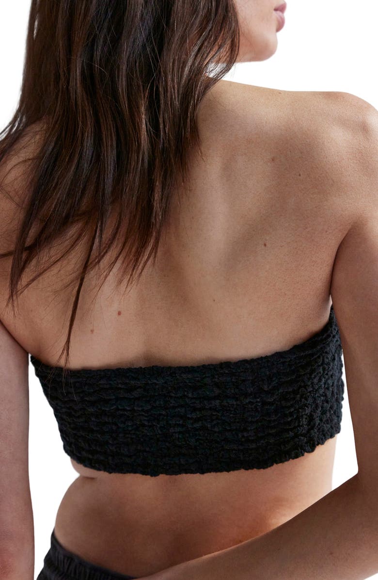 Free People Bea Smocked Bandeau Bra, Alternate, color, Black