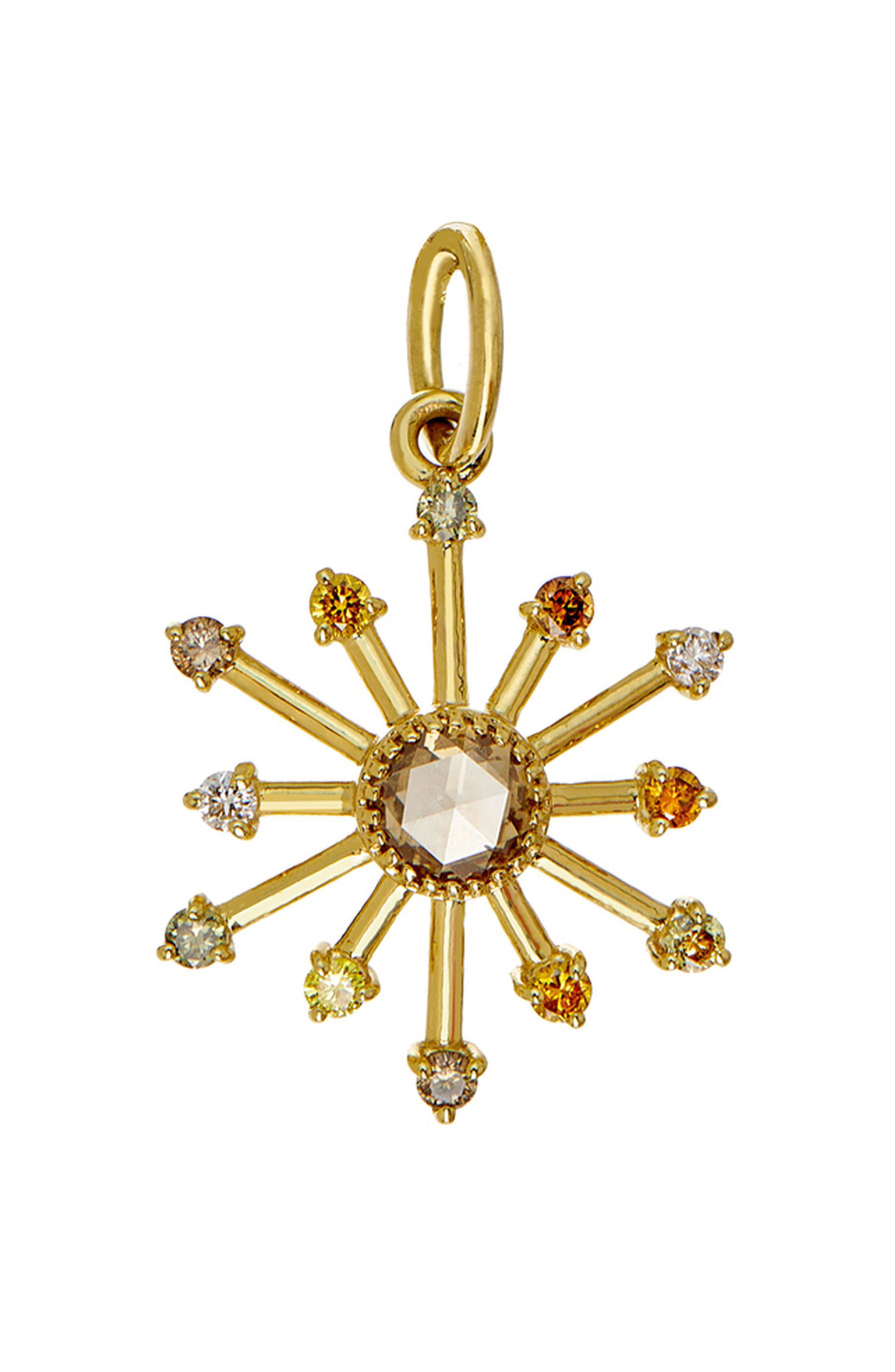 Sethi Couture Leena Multicolor Diamond Pendant in Yellow Gold 
