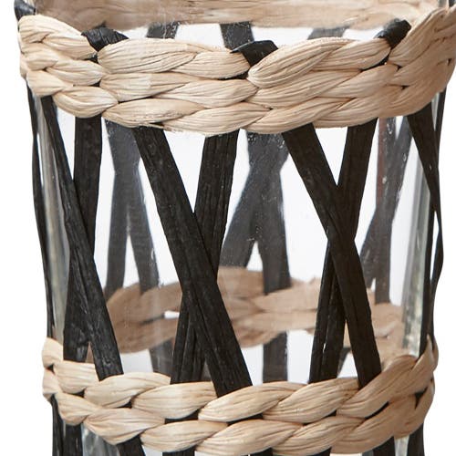 Tag Island Collection Clear Glass Dof Drinkware With Braided Sleeve In Multi