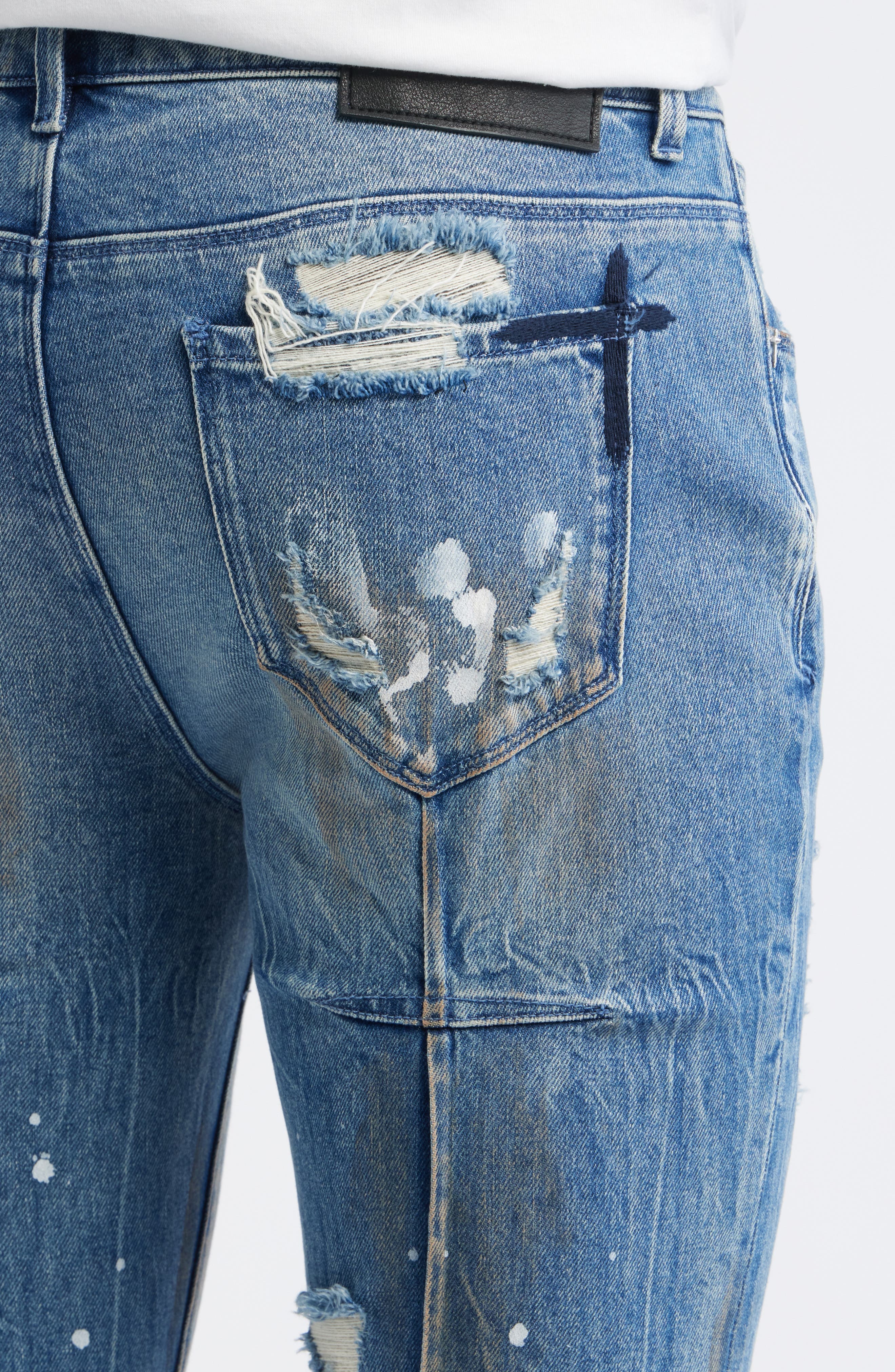 Men's Grey Waxed Clayton Skinny Jeans | RTA RtA Clayton Cross