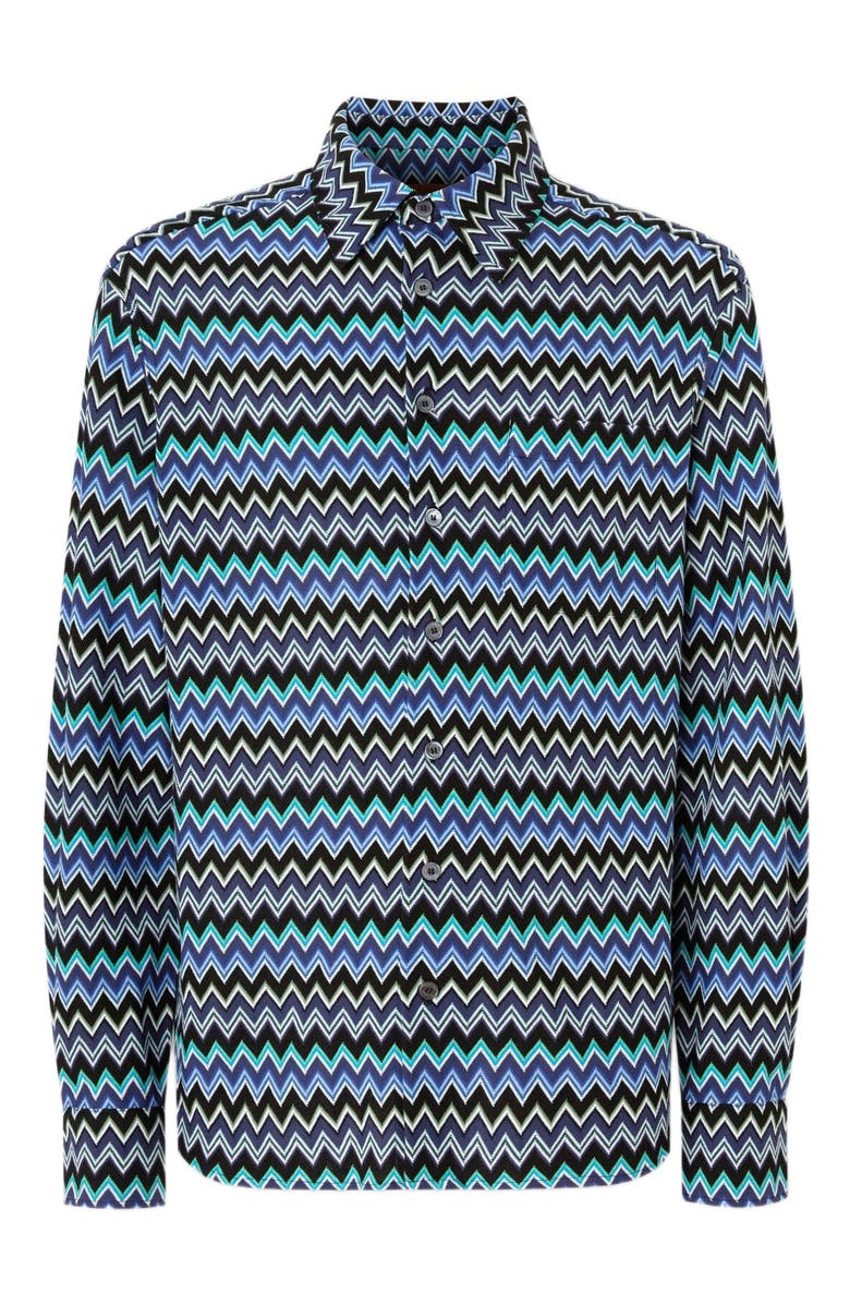 Missoni Zig Zag Cotton Shirt With Breast Pocket, Alternate, color, 