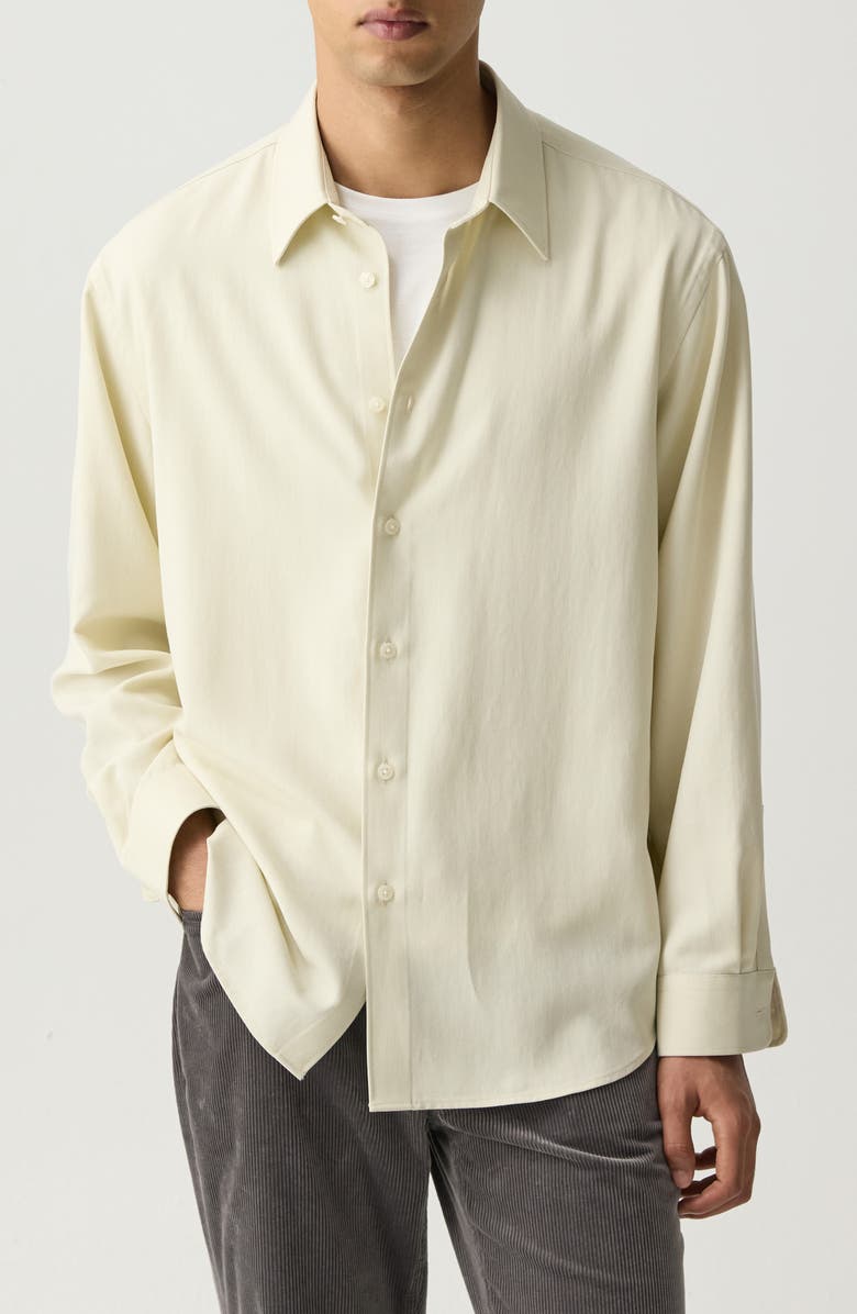 Theory Leaf Relaxed Button-Up Shirt, Main, color, Oat Milk