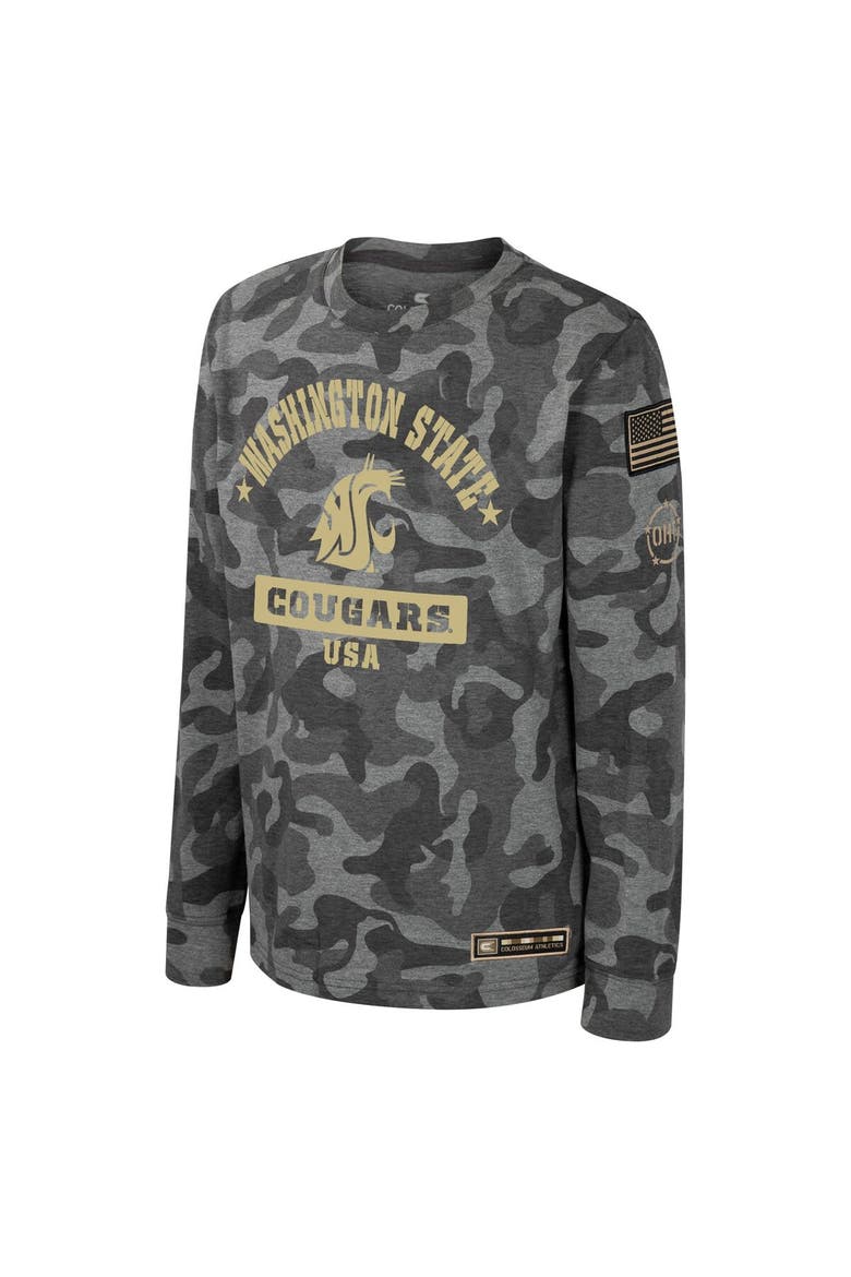 Youth Colosseum Camo Washington State Cougars OHT Military Appreciation Dark Star Long Sleeve T-Shirt, Alternate, color, Camo