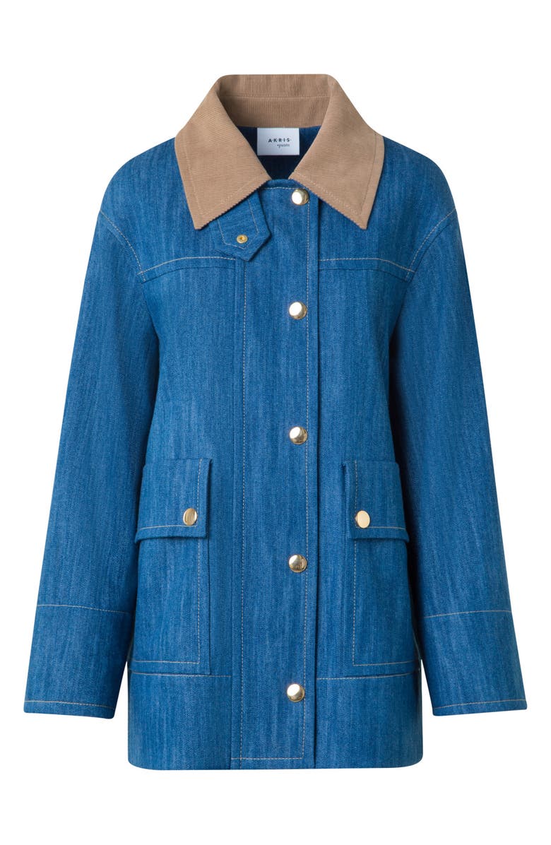 Akris punto Stretch Denim Chore Coat, Alternate, color, Medium Blue Denim