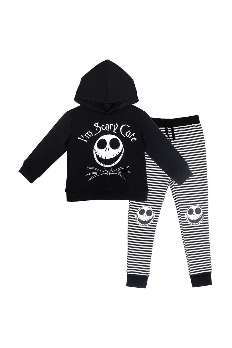 Jack Skellington Nightmare Before Christmas Fleece Hoodie & Pants Set, Main, color, Black
