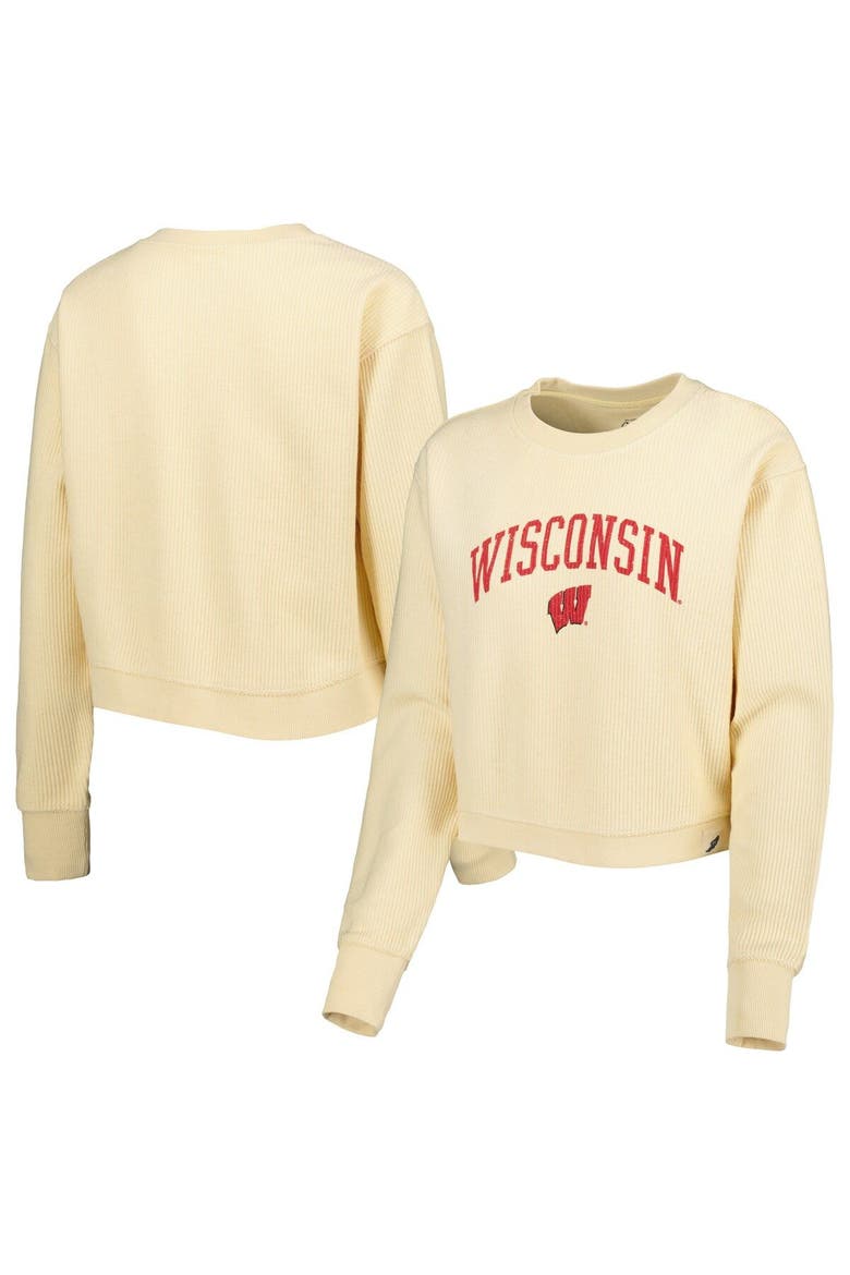 Women's League Collegiate Wear Cream Wisconsin Badgers Classic Campus Corded Timber Sweatshirt, Main, color, Cream