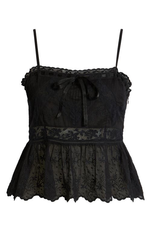 Loveshackfancy Rowina Lace Ruffle Hem Camisole In Black