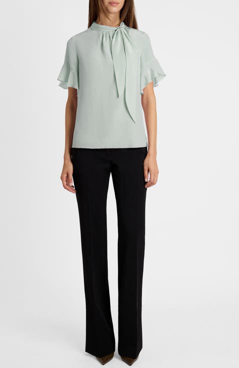 Athena Short Sleeve Silk Blouse