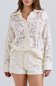 HOUSE OF CB Eman Broderie Anglaise Cotton Shorts