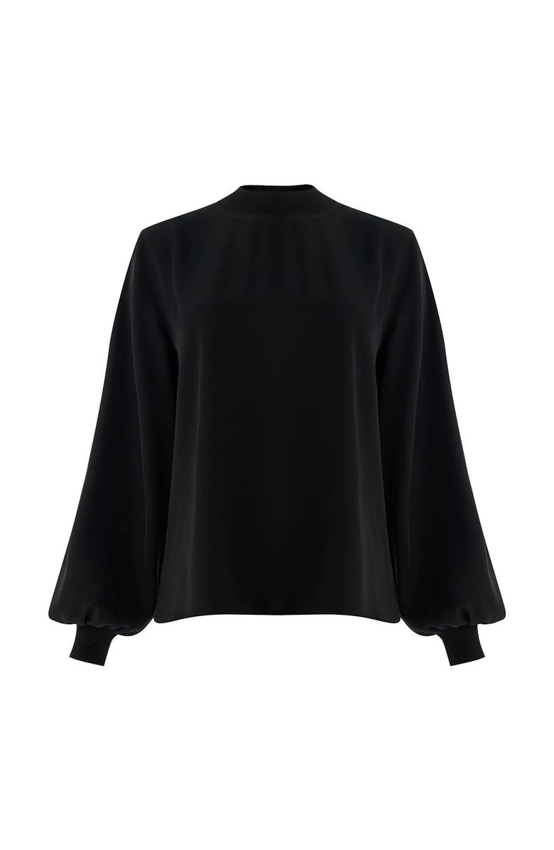 Exquise Joelle Long Sleeve Blouse, Alternate, color, Black