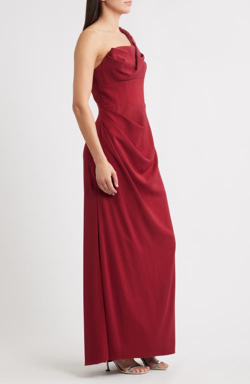Black Halo Marion One-shoulder Gown In Red