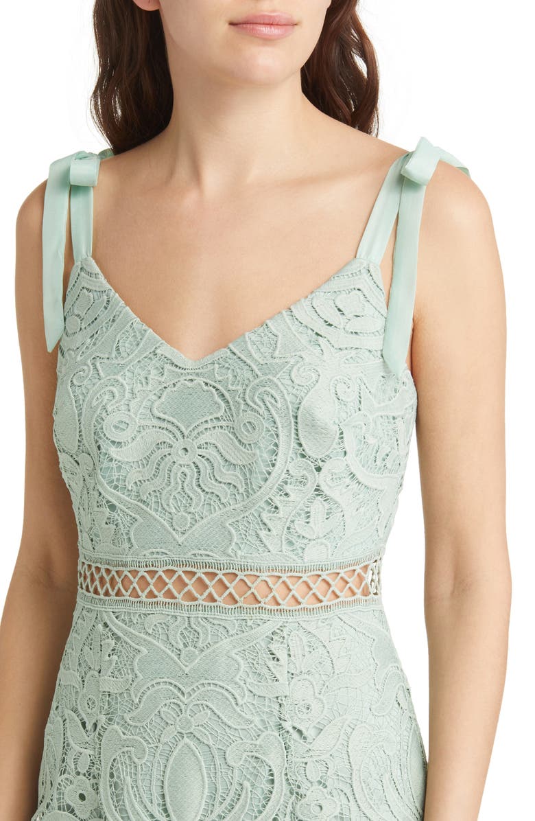 Lulus Won Your Heart Embroidered Lace Dress, Alternate, color, Sage Green