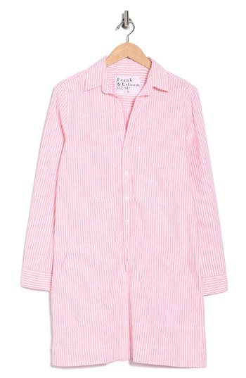 Frank & Eileen Southern Ireland Stripe Long Sleeve Utility Shirtdress In Pink