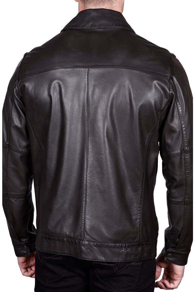 Reversible Leather Jacket, Alternate, color, BROWN/ NAVY
