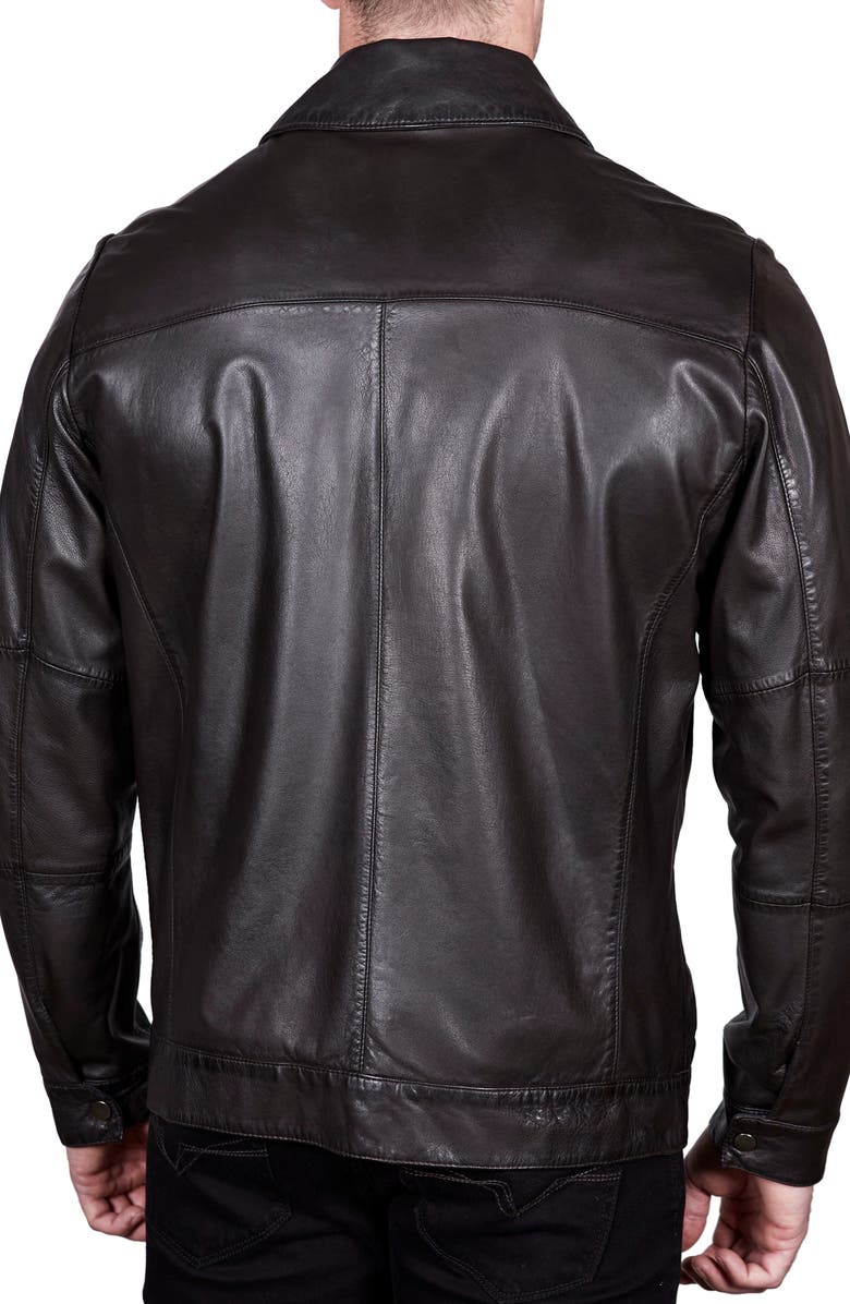 Missani Le Collezioni Reversible Leather Jacket, Alternate, color, Brown/ Navy