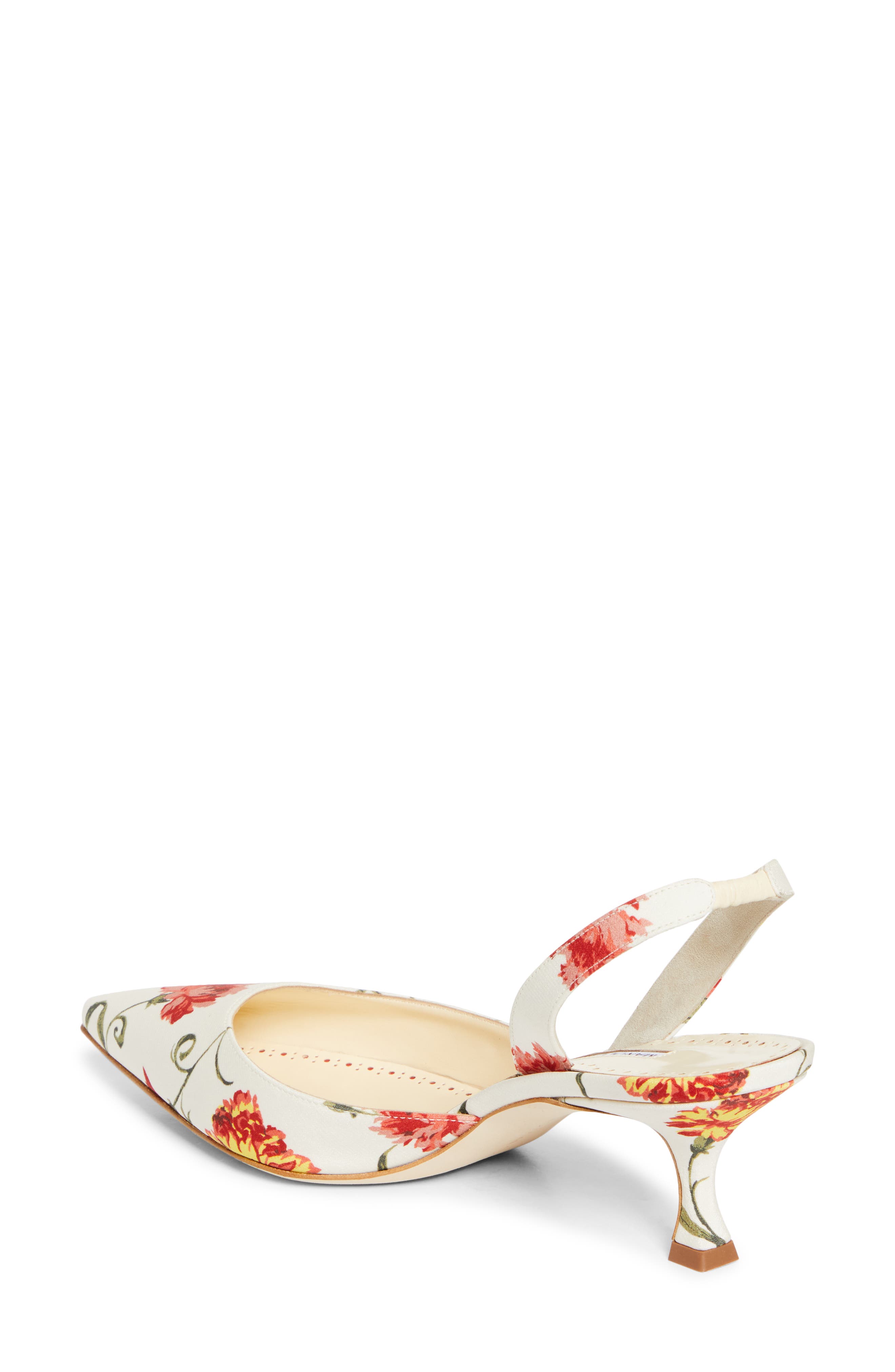 Manolo Blahnik Carolyne Floral Pointed Toe Slingback Pump, Alternate, color, 