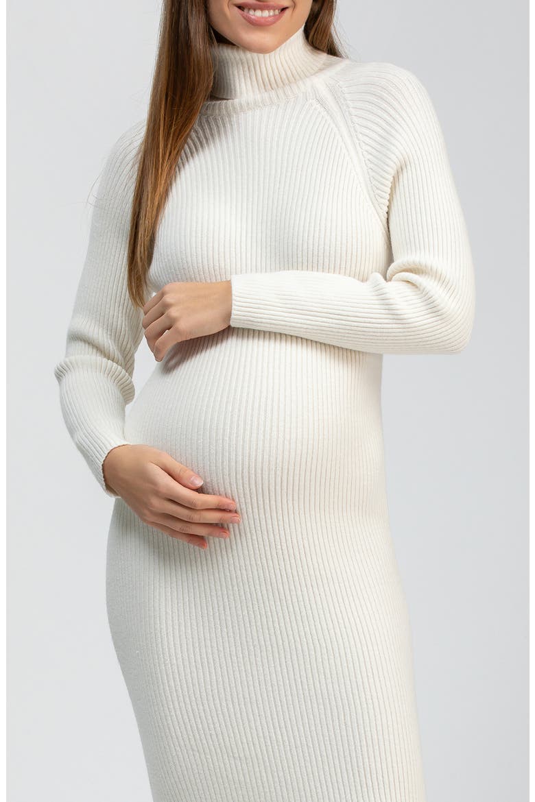 Giorgia Rib Long Sleeve Midi Sweater Dress, Alternate, color, CREAM WHITE