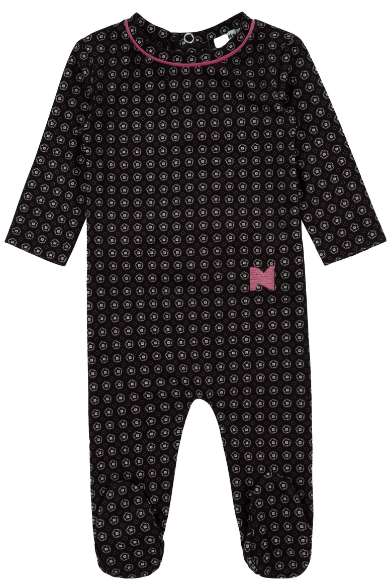Girls Pattern Footie, Main, color, Geometric Black