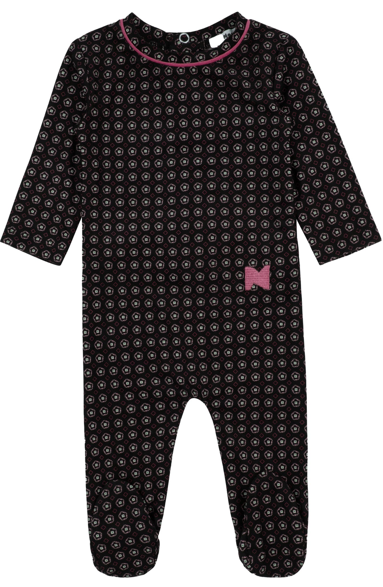 NoggiWear Girls Pattern Footie, Main, color, Geometric Black