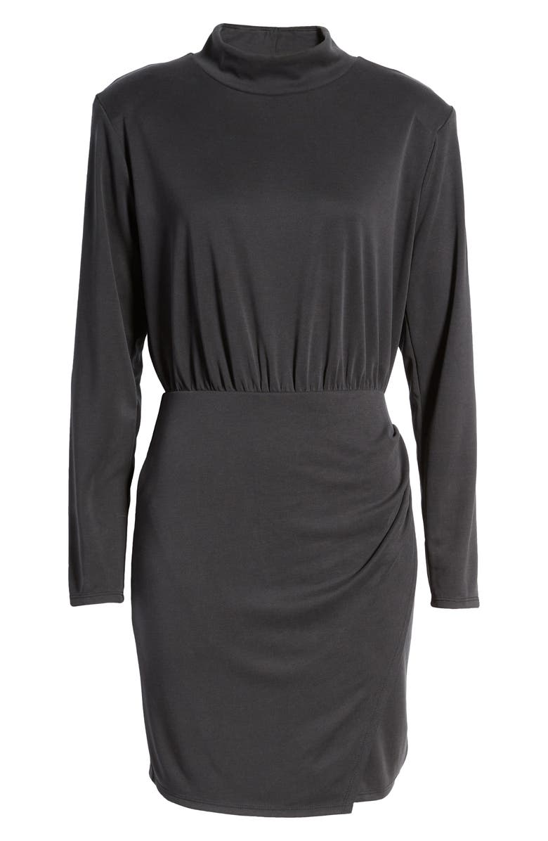 Open Edit Long Sleeve Mock Neck Minidress, Alternate, color, 