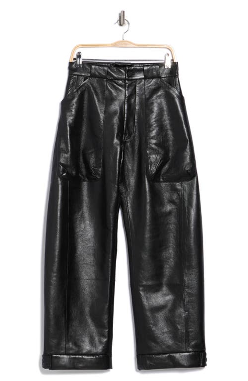 Mother The Half-pipe Cargo Nerdy Faux Leather Pants In Black