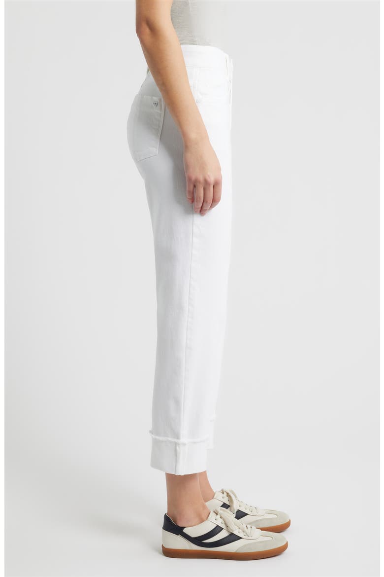 Frayed Cuffed High Waist Boyfriend Jeans, Alternate, color, OPTIC WHITE