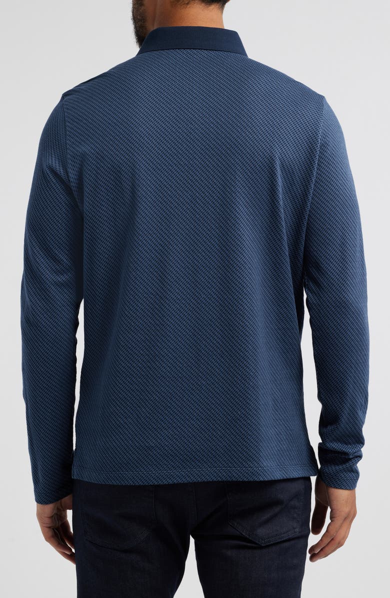 Robert Barakett Lake City Geo Pattern Long Sleeve Polo, Alternate, color, Navy