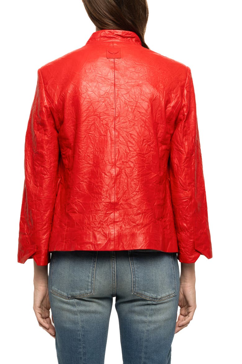 Veryn Cuir Crinkled Leather Jacket, Alternate, color, LOVE