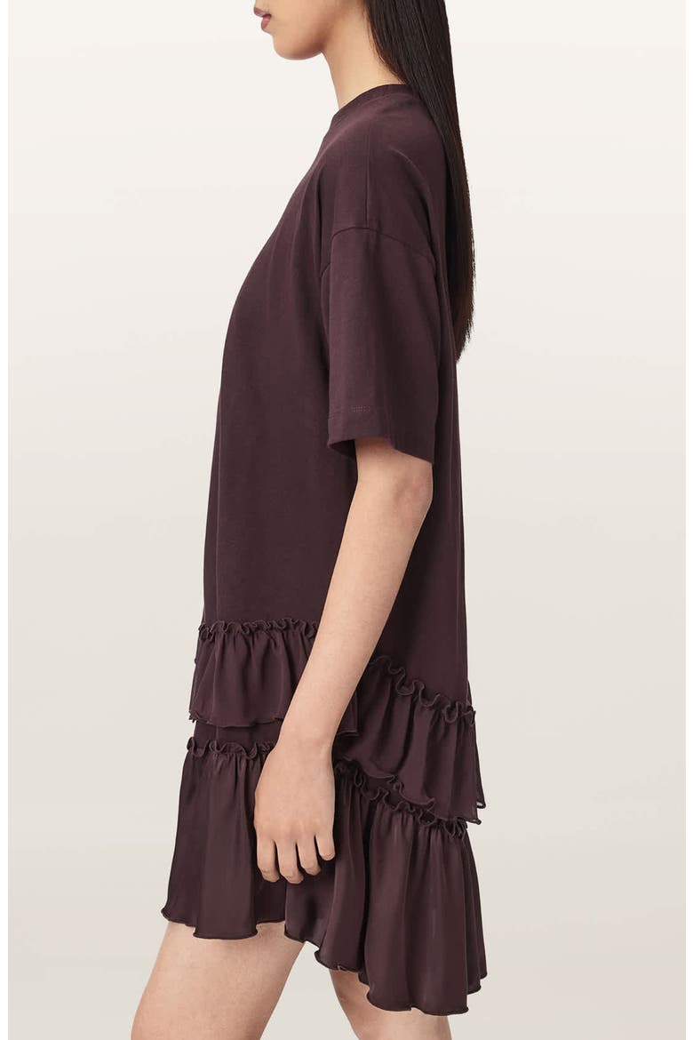 Feyre Ruffle Tiered Cotton T-Shirt Minidress, Alternate, color, BURGUNDY RED