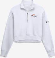 Nike Women's Nike White Denver Broncos Oversized Phoenix Fleece Cropped Quarter-Zip Sweatshirt