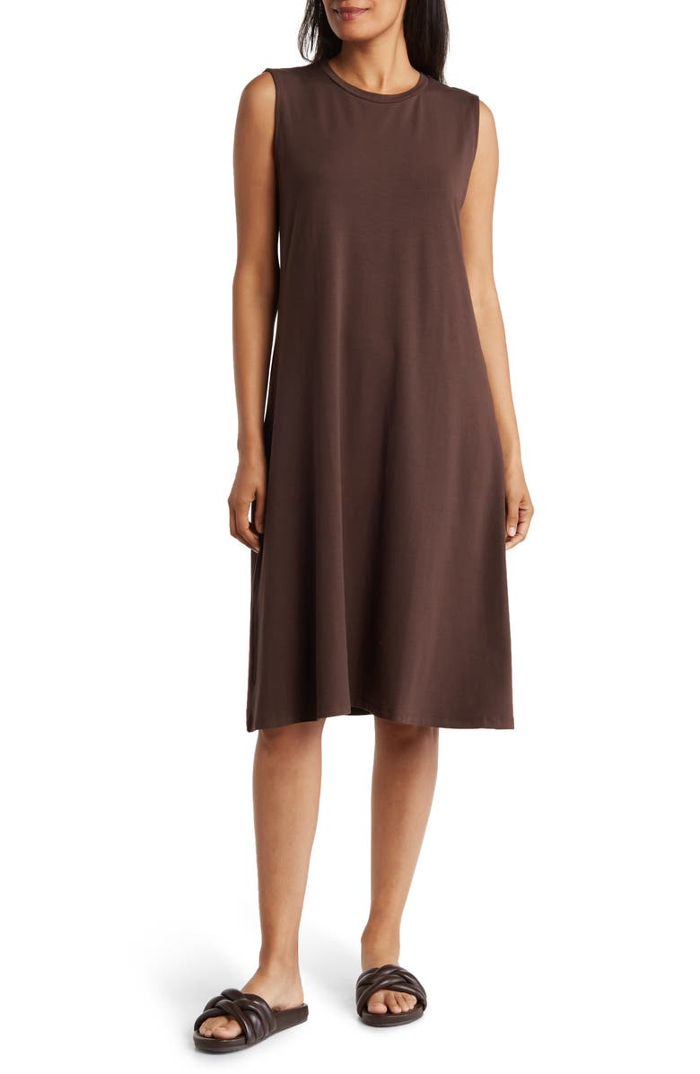 Eileen Fisher Sleeveless Stretch Jersey T-Shirt Dress, Main, color, 
