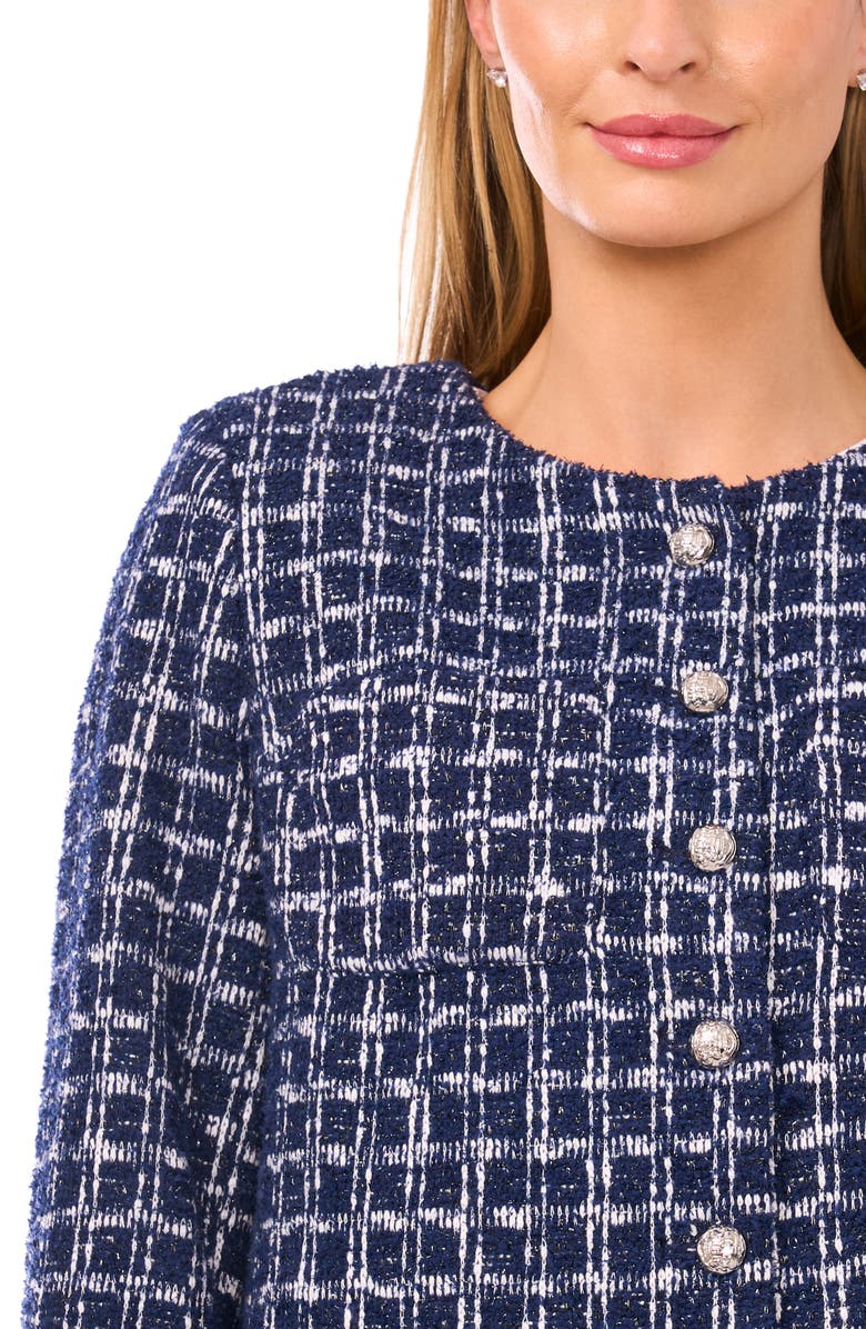 CeCe Lady Metallic Tweed Cardigan, Alternate, color, 