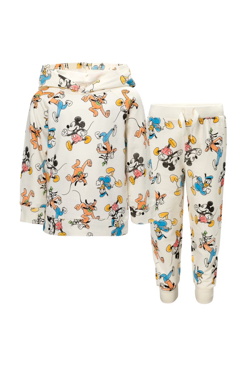Mickey Mouse Fleece 2-Piece Hoodie and Joggers Set, Main, color, Mickey Friends Ivory