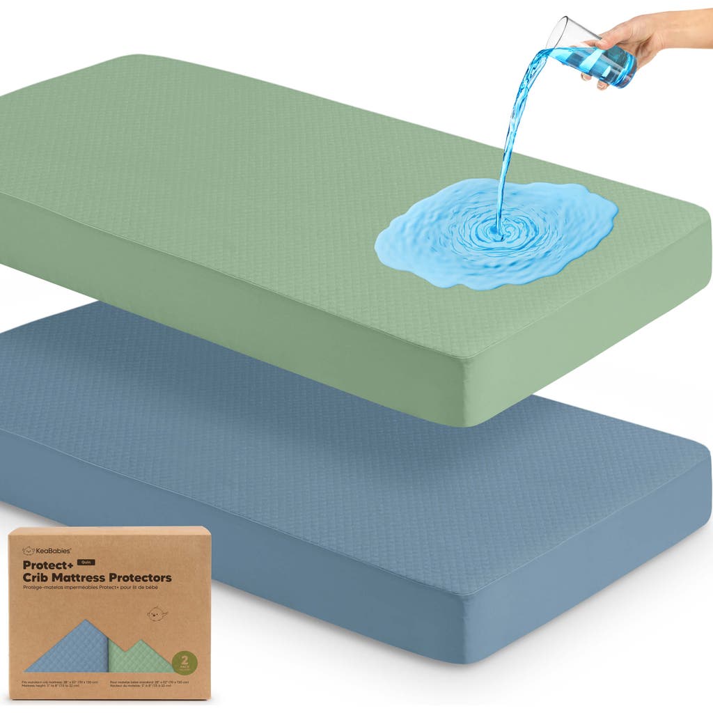Keababies 2-pack Quin Protect+ Waterproof Crib Mattress Protector In Lagoon