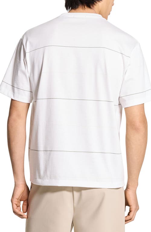 Theory Stripe Relaxed Pima Cotton T-shirt In White