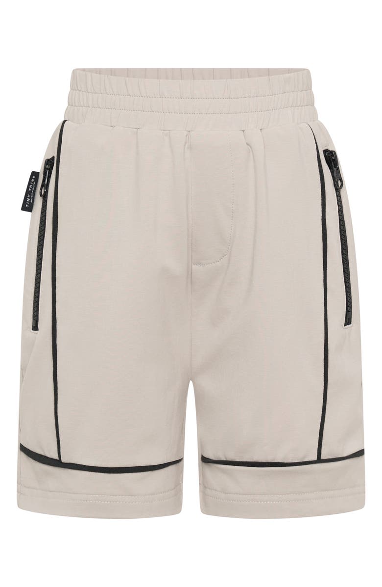 TINY TRIBE Kids' Piped Cotton Shorts, Main, color, Grey