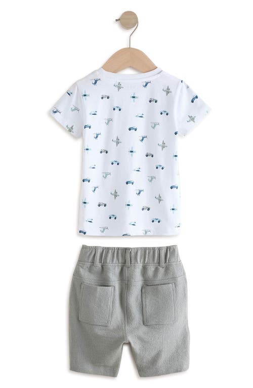 Next Kids' Transport Print T-shirt & Pull-on Shorts Set In White