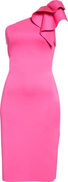 Eliza J One-Shoulder Scuba Crepe Cocktail Dress