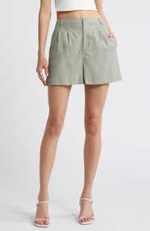 Open Edit High Waist Linen Blend Shorts