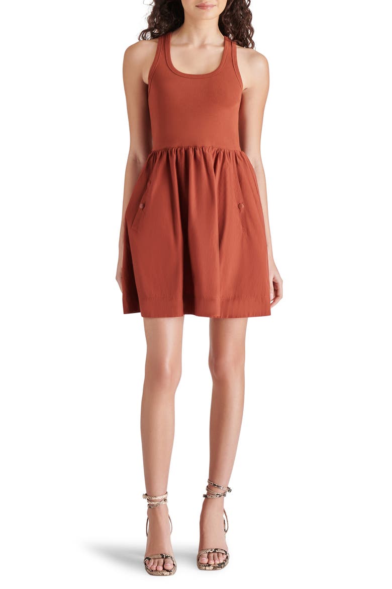 Tottenham Mixed Media Minidress, Main, color, SPICED APPLE