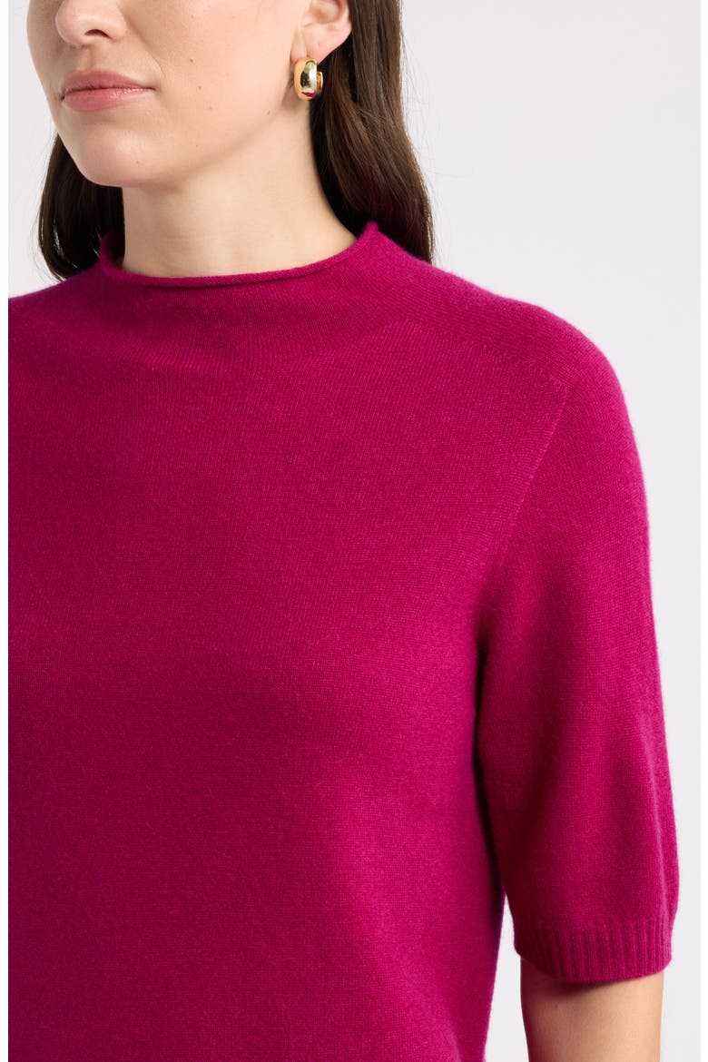 Wool & Cashmere Blend Roll Neck Sweater, Alternate, color, PINK PLUMIER