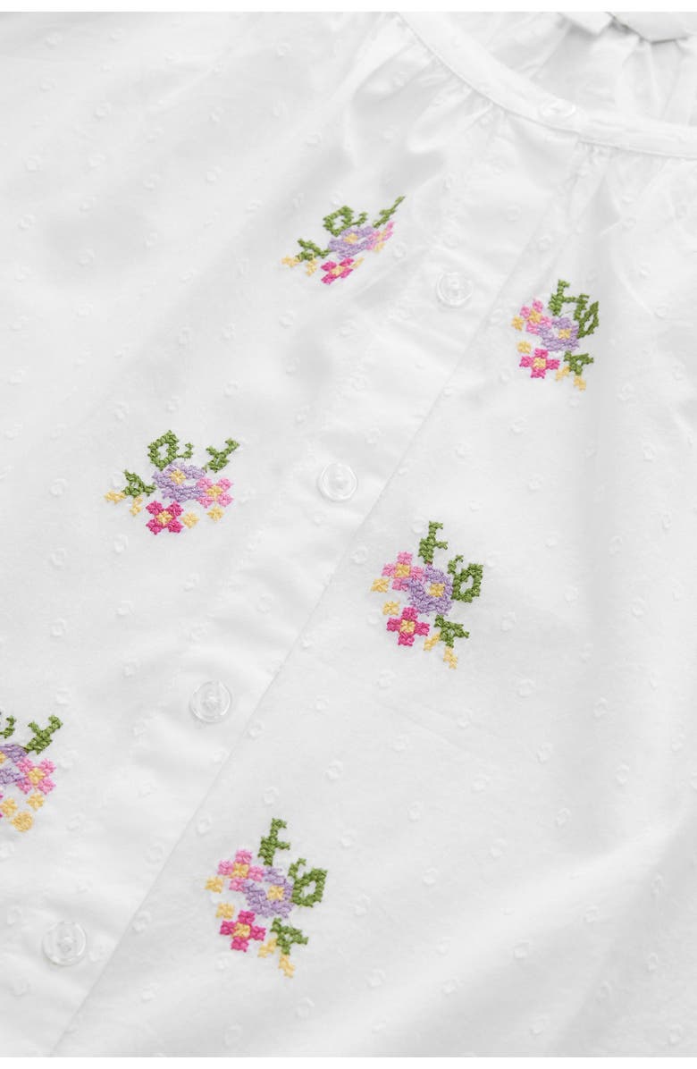 NEXT Embroidered Puff Sleeve Cotton Top, Alternate, color, White