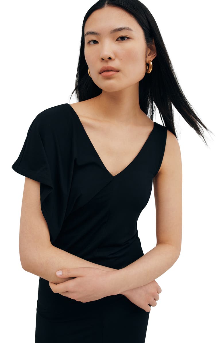 Two Lines by Marcella Tulum Asymmetric Maxi Dress, Alternate, color, Black