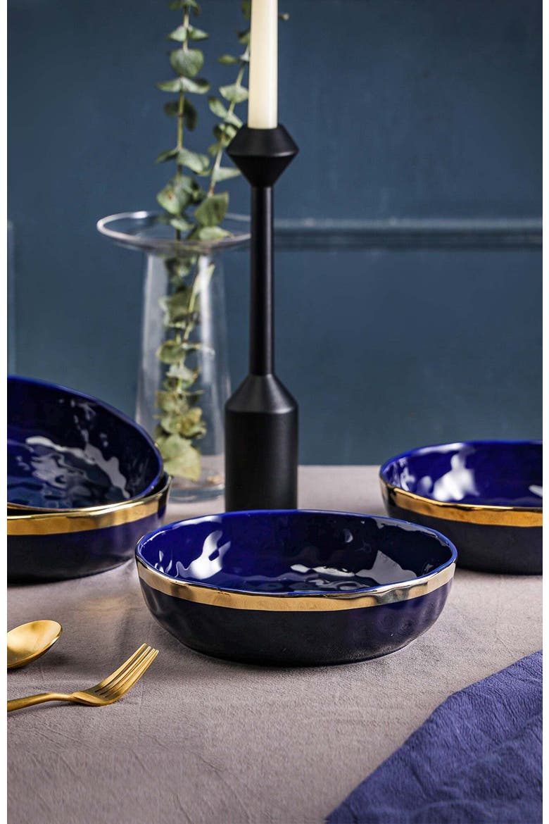 Florian Porcelain 4-Piece Pasta Bowl Set, Alternate, color, Blue