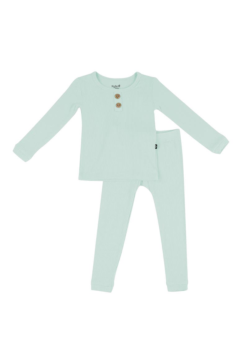 Kids' Rib Henley Fitted Two-Piece Pajamas, Main, color, SAGE