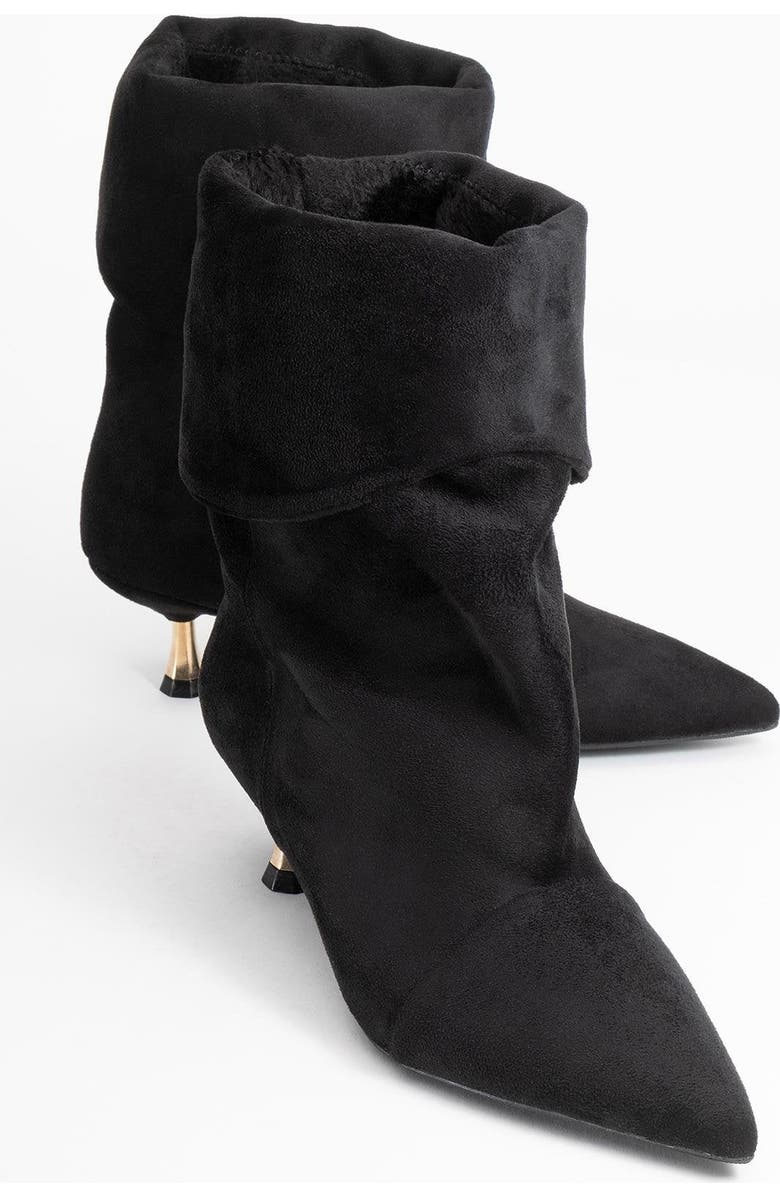 Prologue Shoes Stein Pointed Toe Boot, Alternate, color, Black Suede Faux Leather