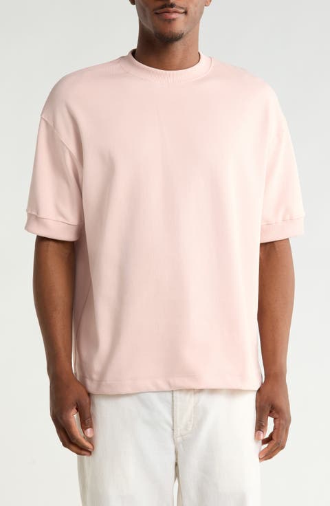 Textured Microstripe Cotton Blend T-Shirt