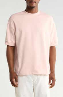 Textured Microstripe Cotton Blend T-Shirt