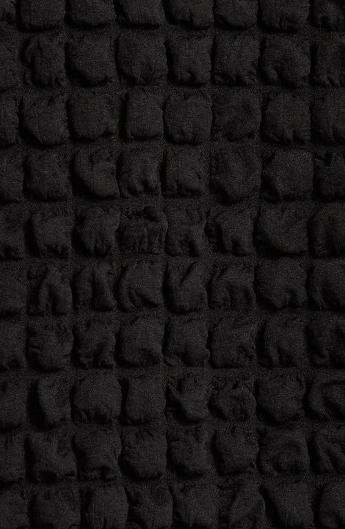 Sugarlips Texture Puff Sleeve Crop Top In Black