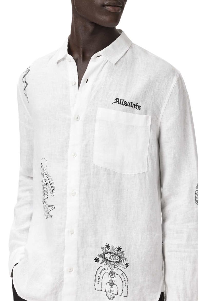 Terror Button-Up Shirt, Alternate, color, WHITE